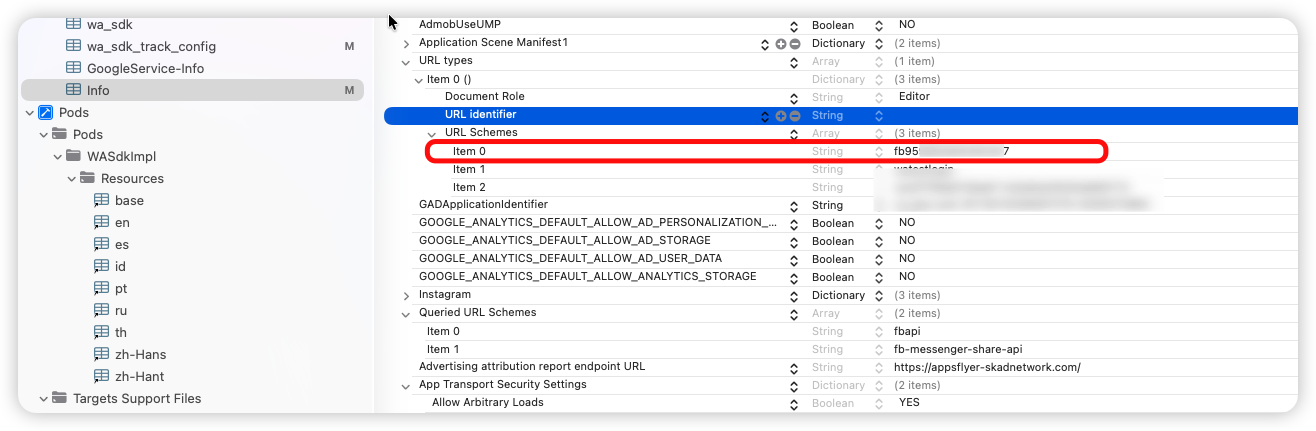 facebook config